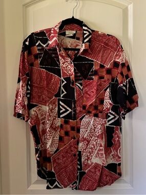 Vintage Bobbie Brooks Patterned Short Sleeve Top - Size M